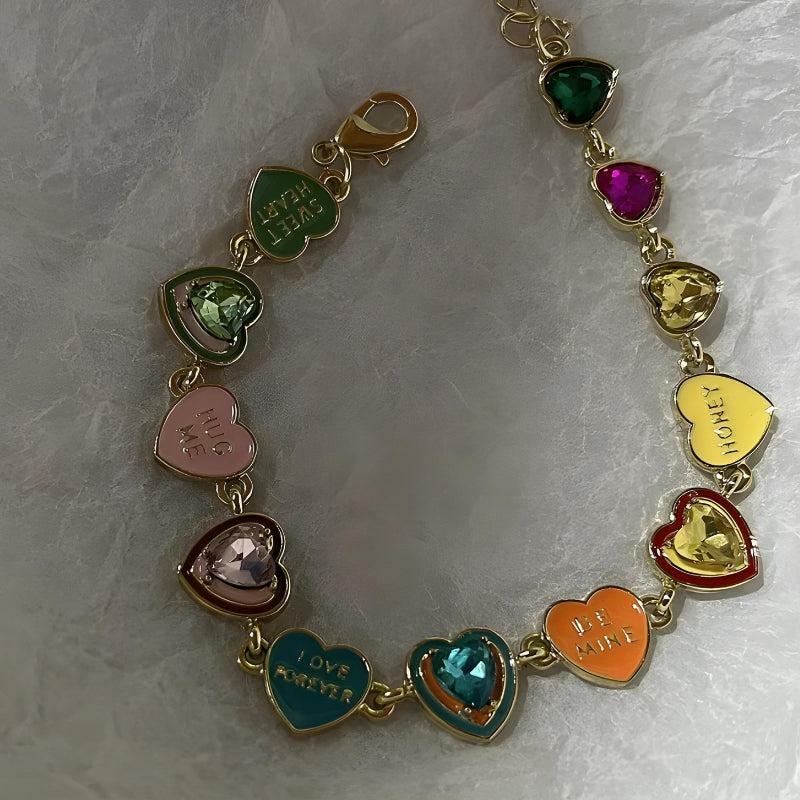 Y2K Colorful Heart Bracelet - Trendy Accessory for Coquette Aesthetic & 2000s Fashion Lovers