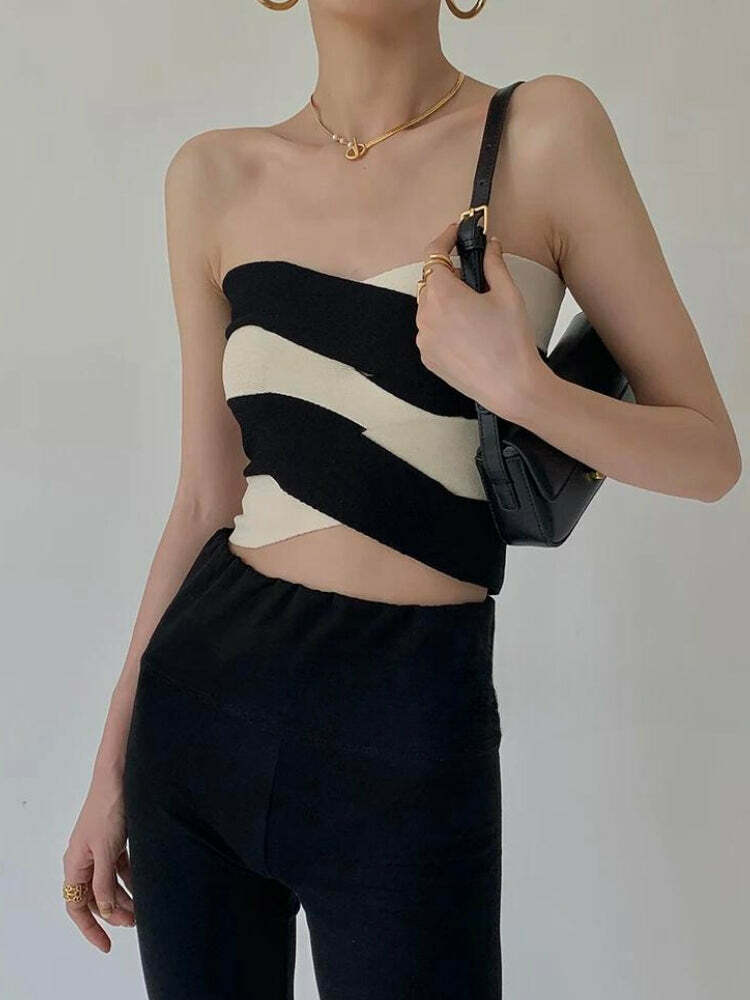 Y2K Contrast Color Tube Top - Trendy Summer Essential for Stylish Outfits