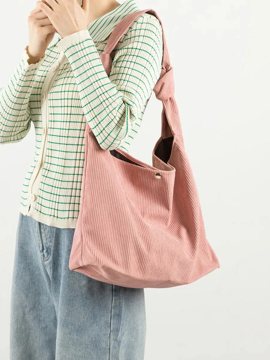 Y2K Corduroy Hobo Shoulder Bag - Trendy 90s Fashion Accessory for Effortless Style