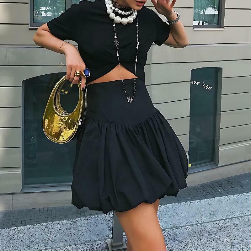 Y2K Corset Waist Bubble Mini Skirt - Trendy Summer Outfit for a Chic Aesthetic Look