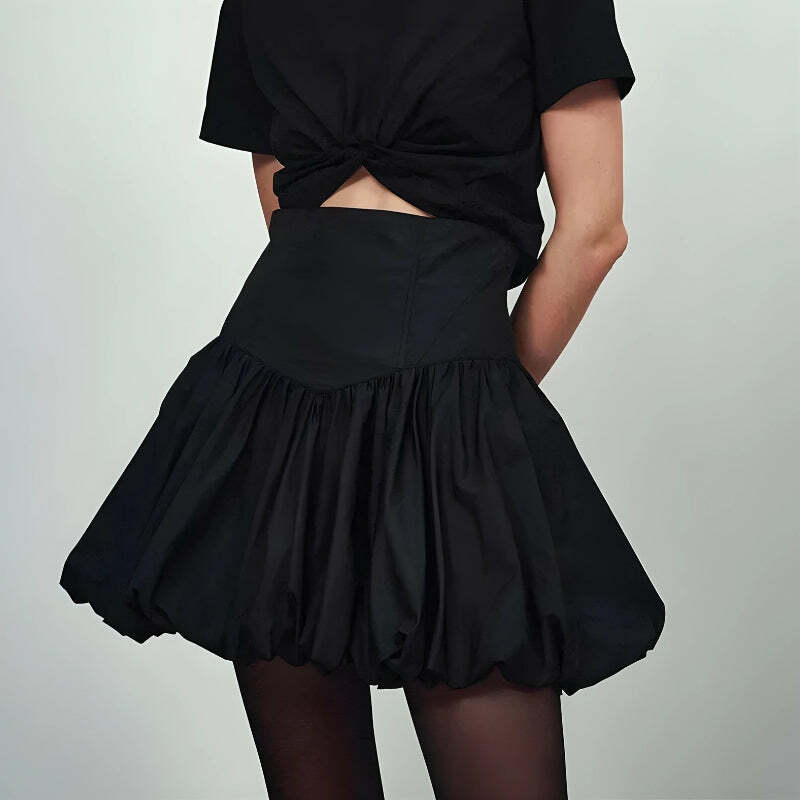 Y2K Corset Waist Bubble Mini Skirt - Trendy Summer Outfit for a Chic Aesthetic Look