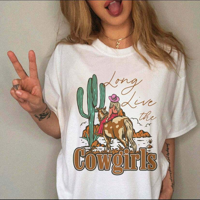 Y2K Cowboy Cartoon Tee - Cute Graphic T-Shirt for Coquette & Grunge Aesthetic Lovers