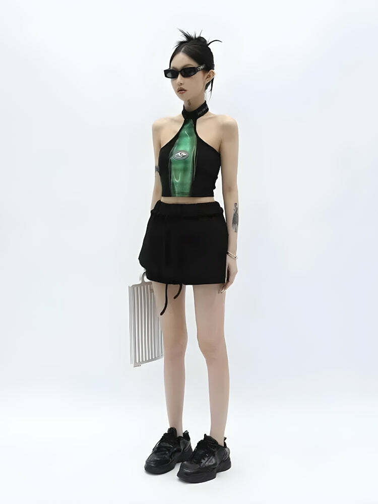 Y2K Cropped Halter Top - Trendy Summer Essential for Y2K Fashion Lovers