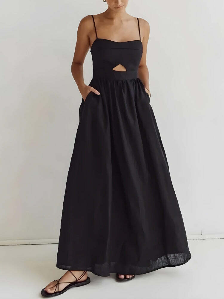 Y2K Cut Out Slit Maxi Dress - Trendy Summer Dress for Effortless Style & Aesthetic Vibes