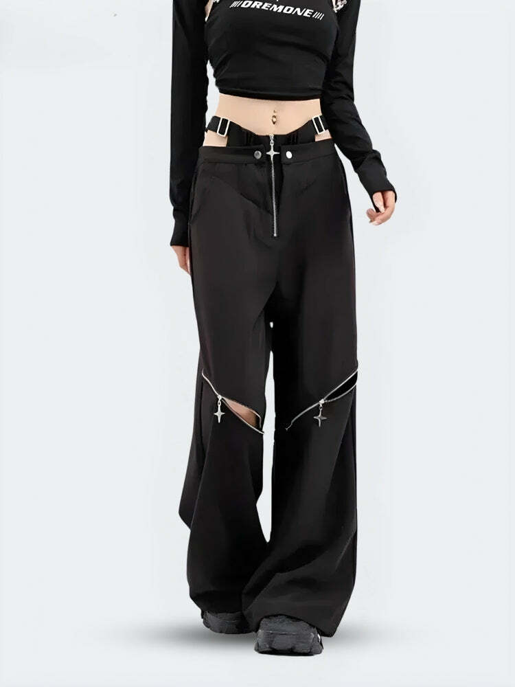 Y2K Cut Out Waist Cargo Pants for Trendy Summer Outfits and Grunge Aesthetic Looks