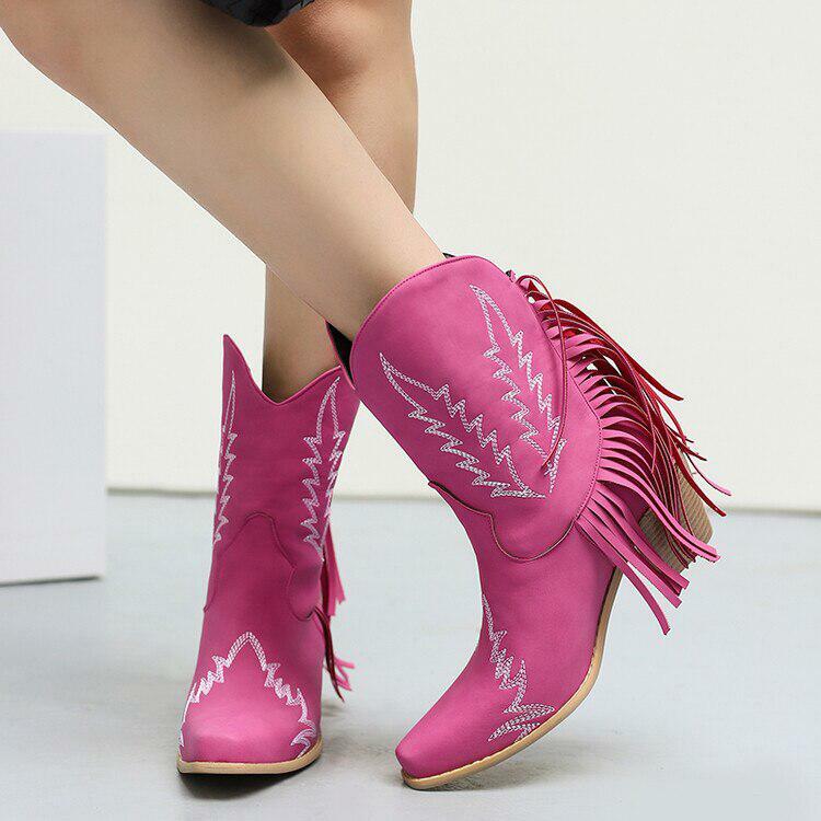 Y2K Disco Cowgirl Fringe Ankle Boots for a Retro Grunge Aesthetic and Summer Vibes