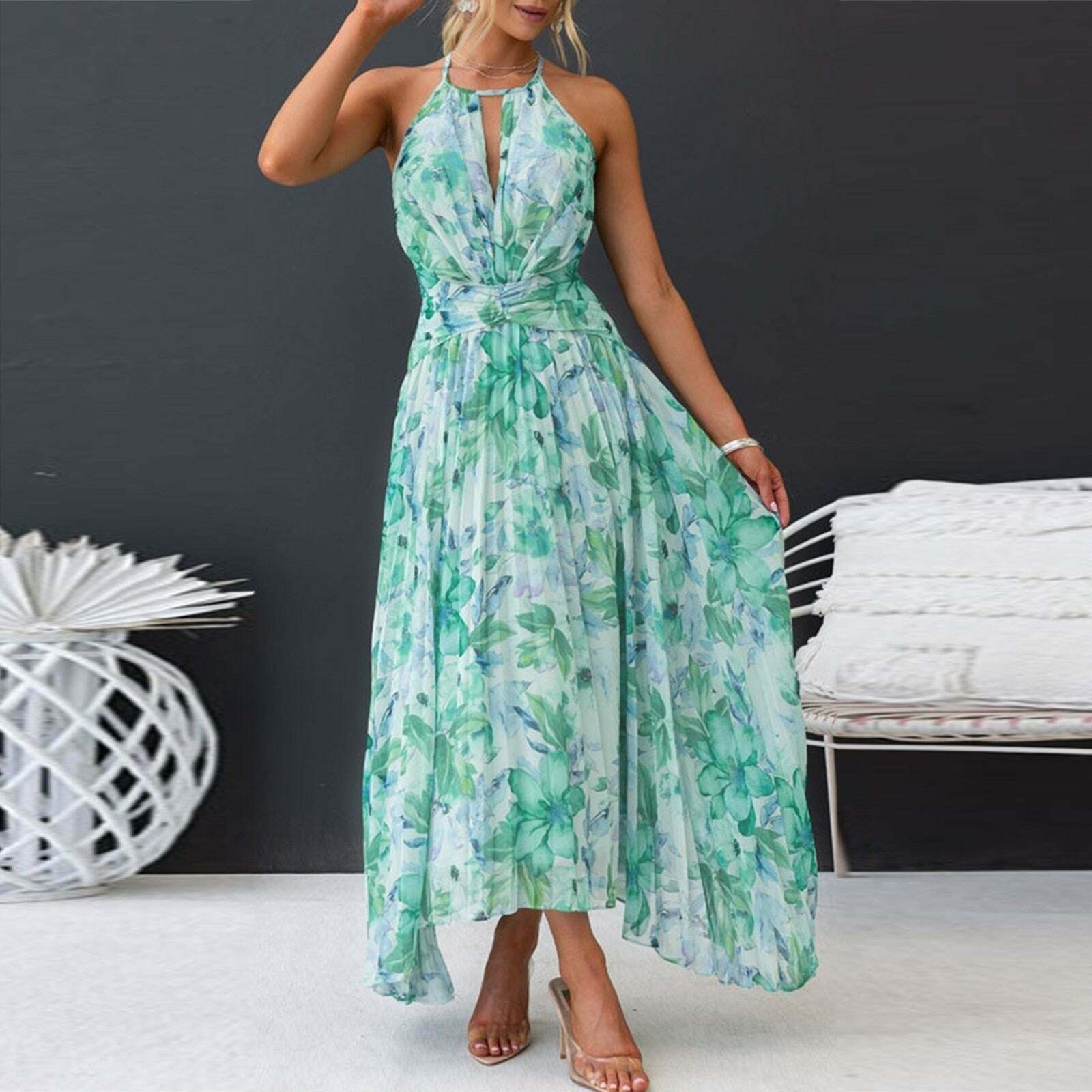 Y2K Floral Backless Maxi Dress - Coquette Aesthetic with Grunge Style Vibes