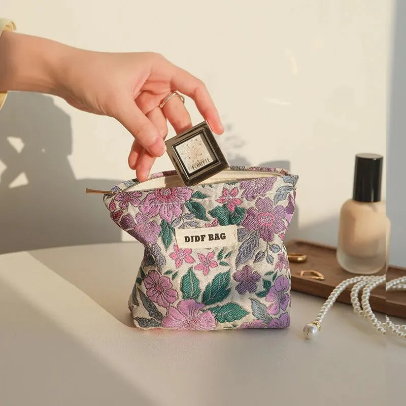 Y2K Floral Mini Makeup Bag - Cute Soft Girl Aesthetic for Summer Outfits & Everyday Use