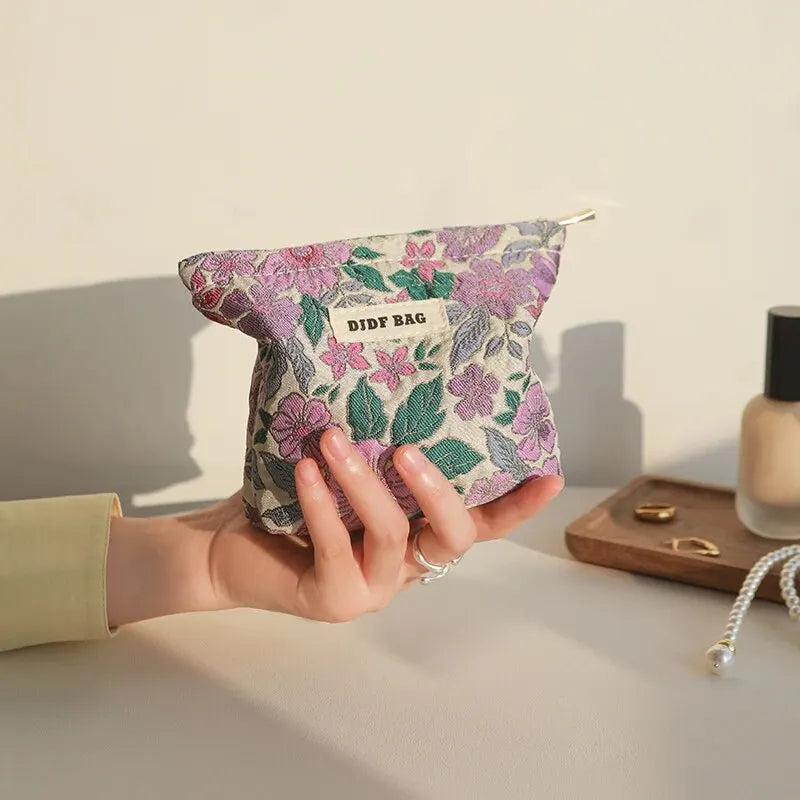 Y2K Floral Mini Makeup Bag - Cute Soft Girl Aesthetic for Summer Outfits & Everyday Use