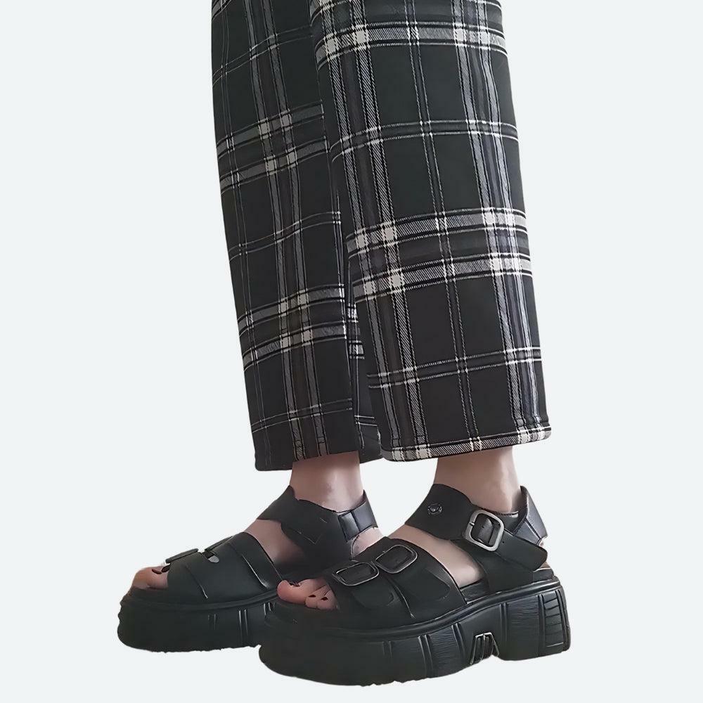 Y2K Grunge Belted Platform Sandals for Trendy Summer Outfits and Aesthetic Looks