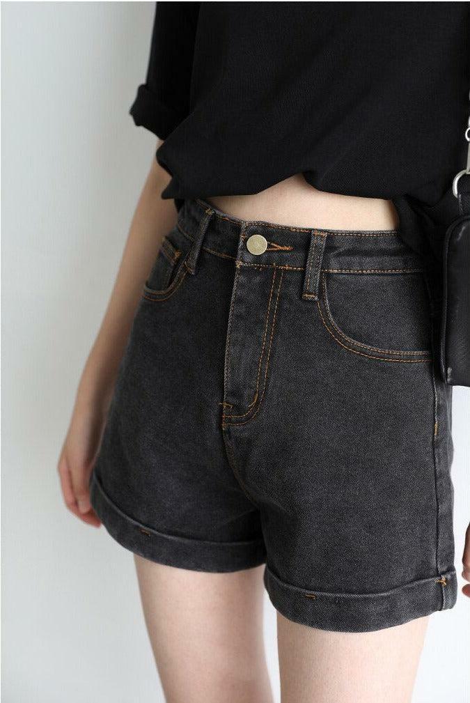 Y2K Grunge Black Denim Shorts for Effortless Summer Style and Aesthetic Outfits