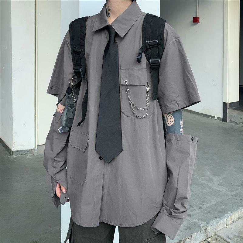 Y2K Grunge Detachable Sleeve Shirt - Trendy Layered Look for Effortless Style