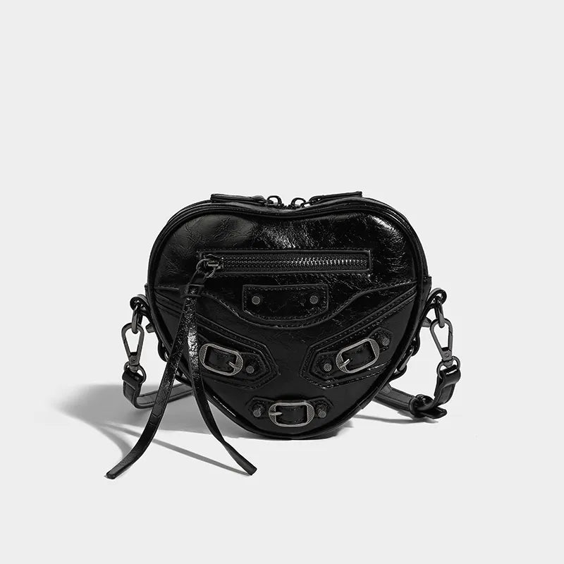 Y2K Grunge Heart-Shaped Belt Bag - Trendy 2000s Fashion Accessory for Edgy Outfits