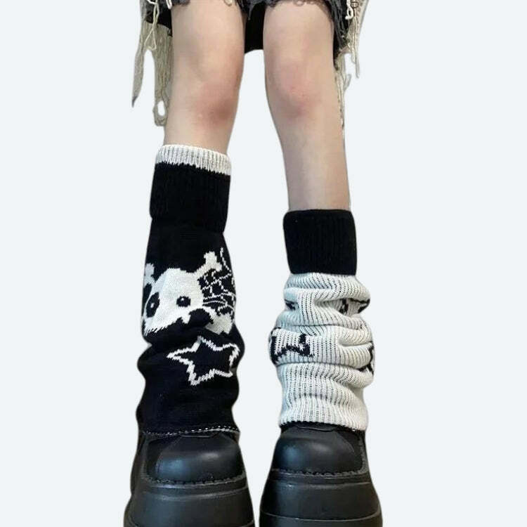 Y2K Grunge Reversible Leg Warmers for Trendy 2000s Fashion and Aesthetic Outfits