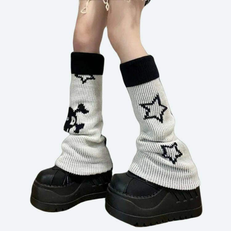 Y2K Grunge Reversible Leg Warmers for Trendy 2000s Fashion and Aesthetic Outfits