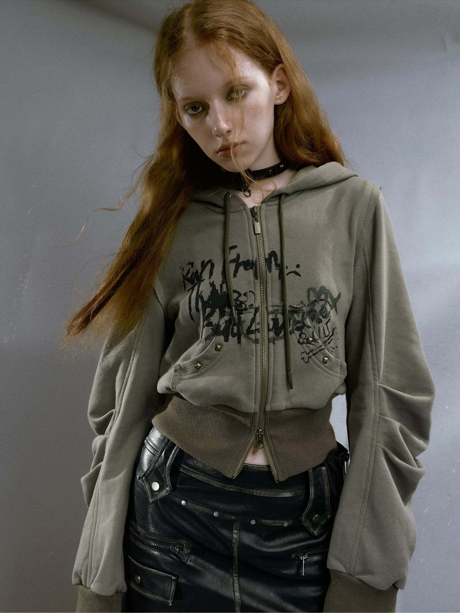 Y2K Grunge Ruched Sleeve Hoodie - Trendy Oversized Style for Effortless Summer Outfits