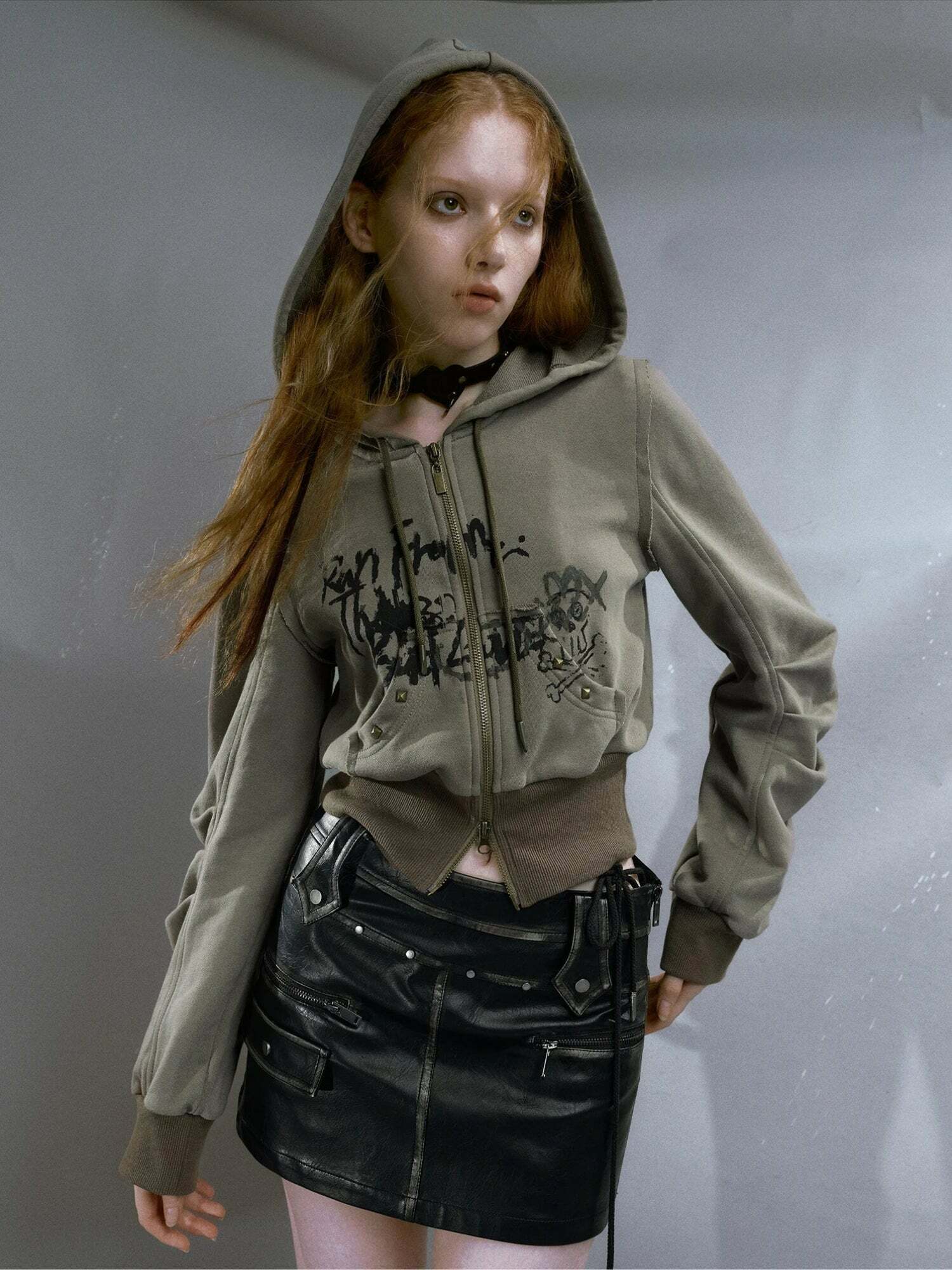 Y2K Grunge Ruched Sleeve Hoodie - Trendy Oversized Style for Effortless Summer Outfits