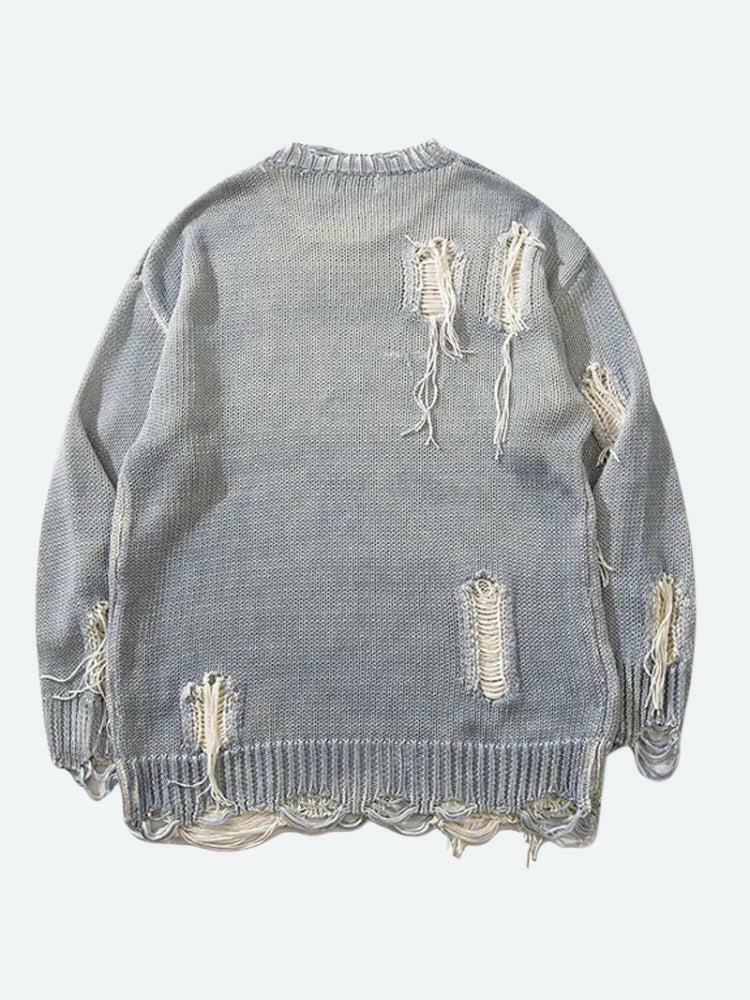 Y2K Grunge Tasseled Distressed Sweater for Trendy Vintage Vibes and Aesthetic Outfits