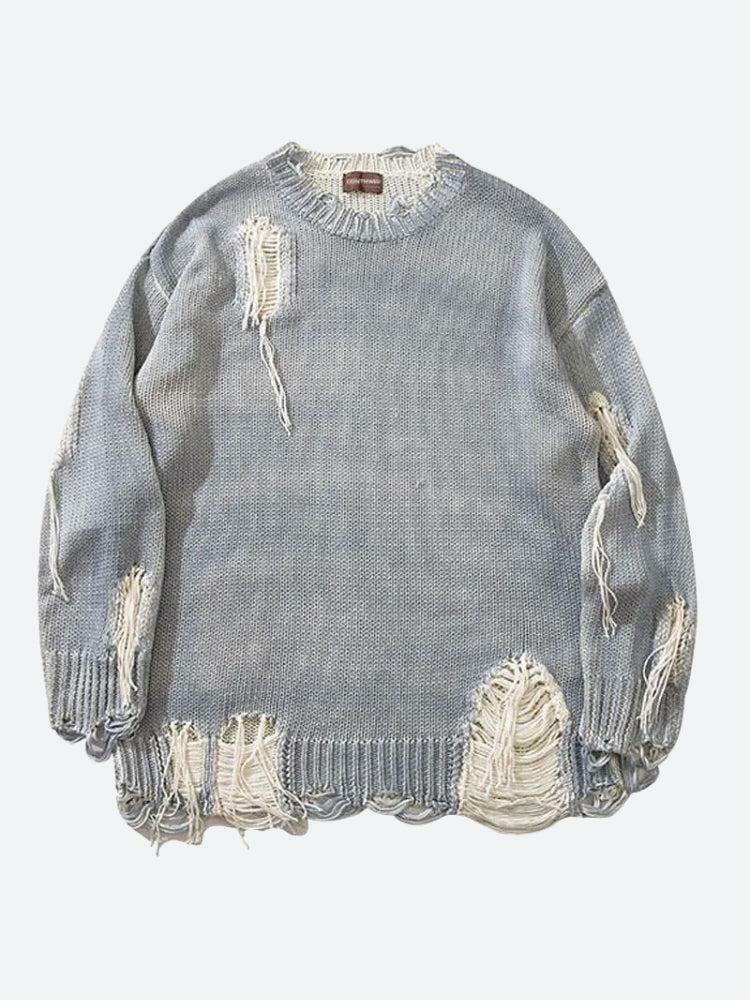 Y2K Grunge Tasseled Distressed Sweater for Trendy Vintage Vibes and Aesthetic Outfits