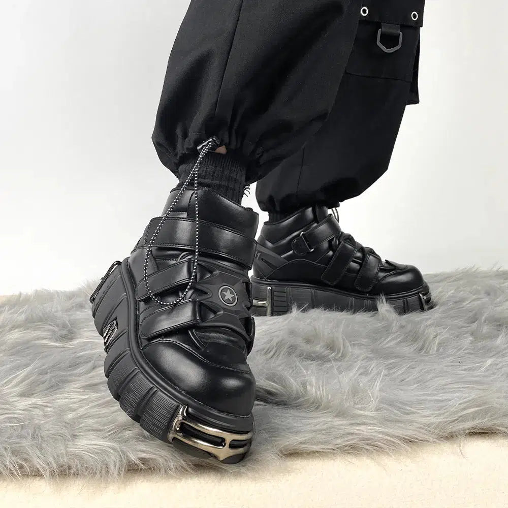 Y2K Grunge Velcro Strap Platform Boots for Trendy Summer Outfits and Aesthetic Looks