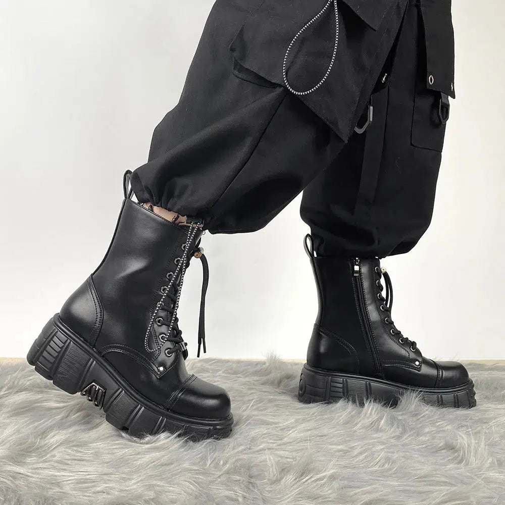 Y2K Grunge Zip-Up Platform Combat Boots for Trendy Summer Outfits and Aesthetic Looks