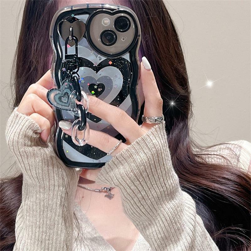 Y2K Heart Charm iPhone Case - Trendy Grunge Aesthetic Accessory for Y2K Fashion Lovers