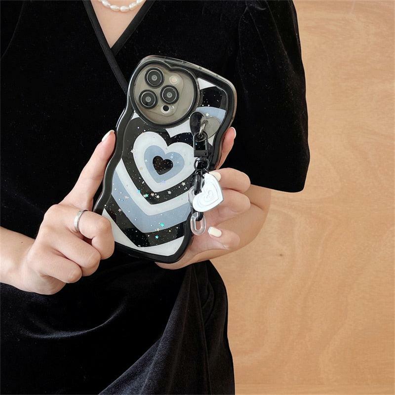 Y2K Heart Charm iPhone Case - Trendy Grunge Aesthetic Accessory for Y2K Fashion Lovers