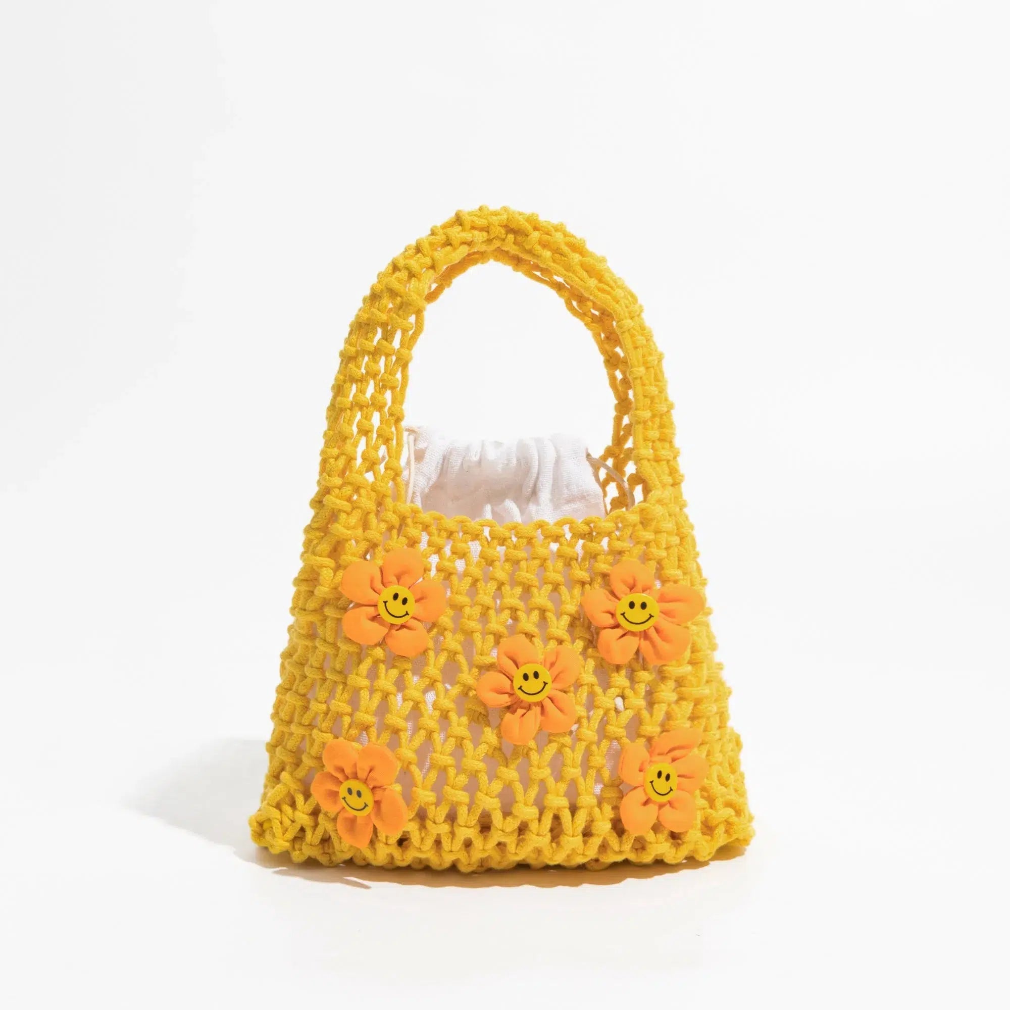 Y2K Indie Smiley Flowers Crochet Bag - Trendy Accessory for Summer Aesthetic Outfits