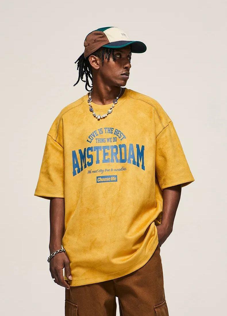 Y2K-Inspired Amsterdam Suede Tee: Trendy Grunge Aesthetic for Effortless Summer Style