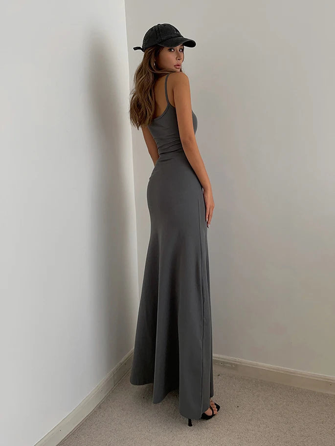 Y2K-Inspired Bodycon Maxi Dress for Effortless Summer Style and Chic Aesthetic