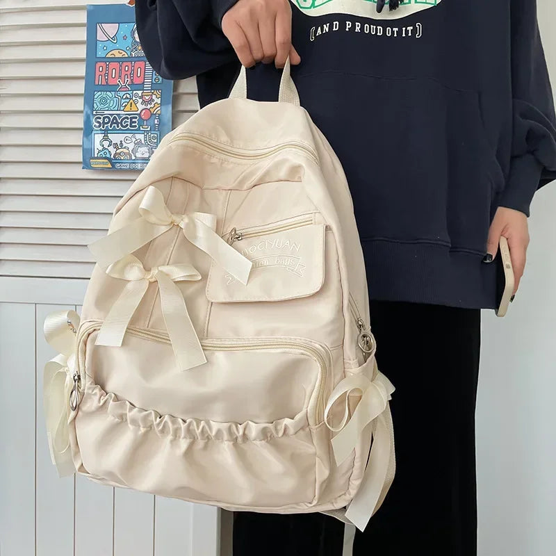 Y2K-Inspired Bow School Backpack for Trendy Summer Outfits and Aesthetic Looks