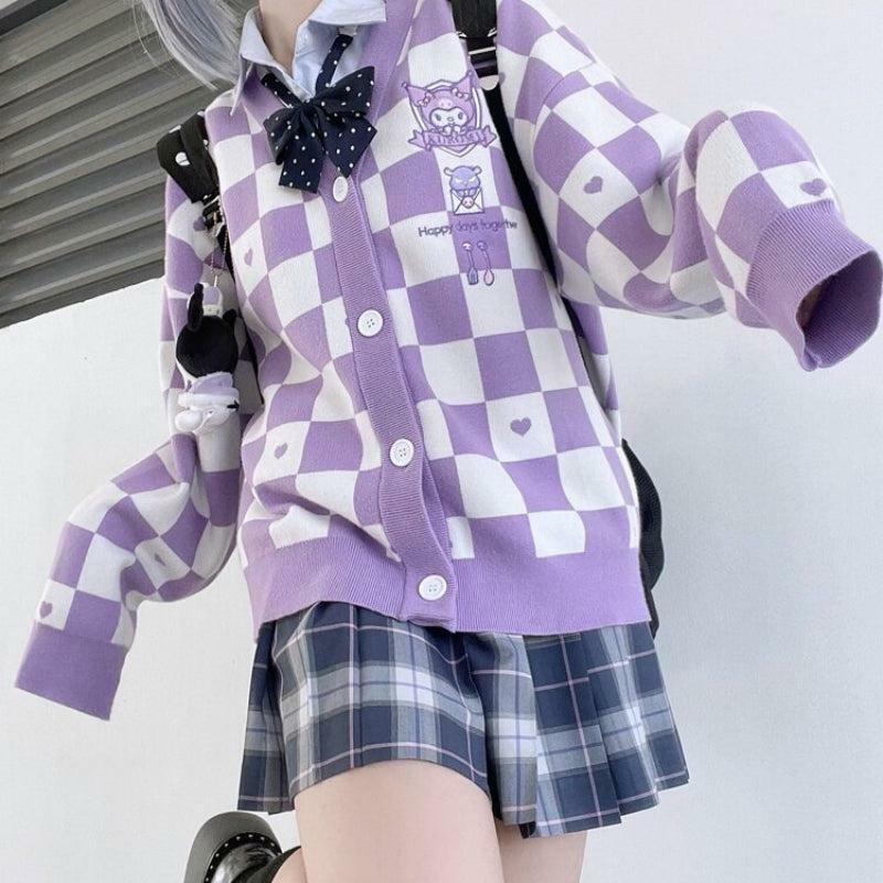 Y2K-Inspired Buttoned Purple Cardigan for Trendy Summer Outfits and Aesthetic Looks