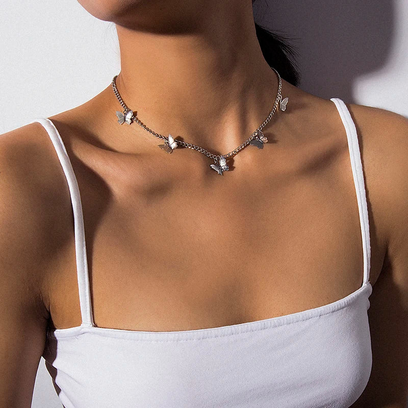 Y2K-Inspired Chain Butterfly Necklace for Trendy Summer Outfits and Aesthetic Looks