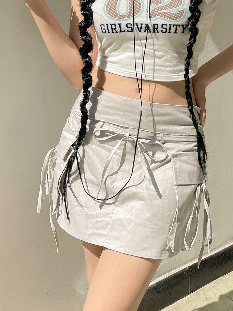 Y2K-Inspired Drawstring Cargo Mini Skirt for Trendy Summer Outfits and Aesthetic Looks