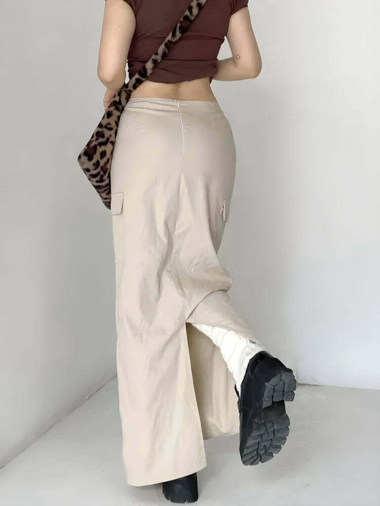 Y2K-Inspired Drawstring Waist Parachute Maxi Skirt for Effortless Summer Style