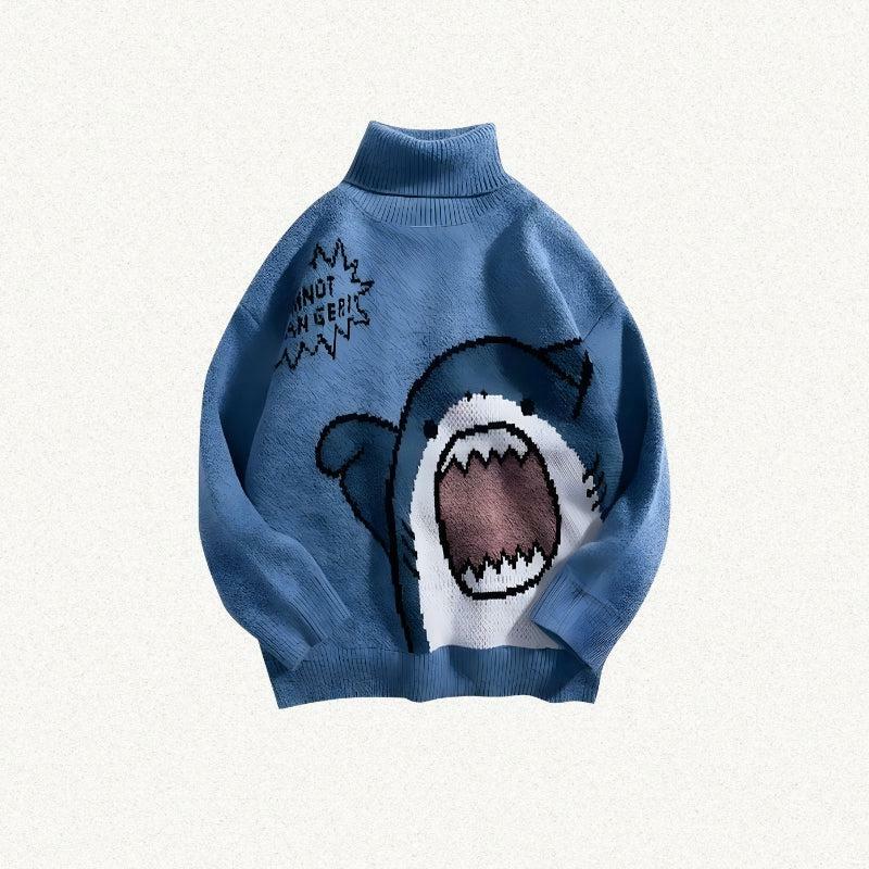 Y2K-Inspired Funny Shark Knitted Sweater for Trendy Summer Outfits and Aesthetic Vibes