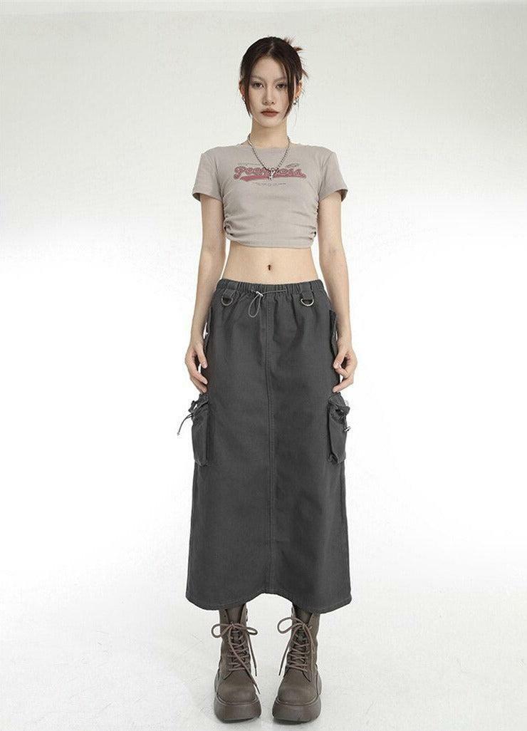 Y2K-Inspired Low Rise Parachute Maxi Skirt for Effortless Summer Style