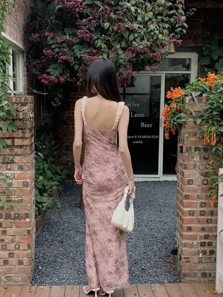 Y2K-Inspired Pink Maxi Dress for Effortless Summer Style and Chic Aesthetic Vibes