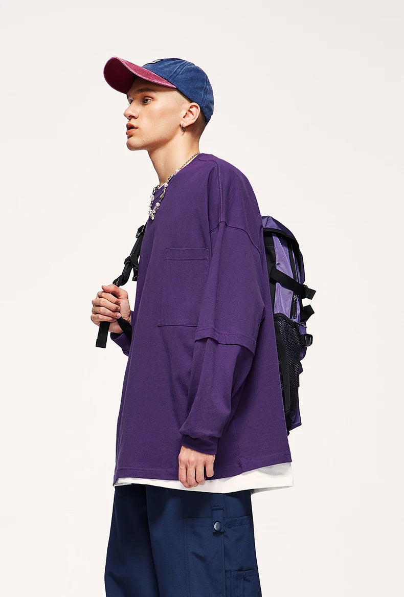 Y2K-Inspired Pocket Layered Sleeve Basic Sweatshirt for Effortless Summer Style