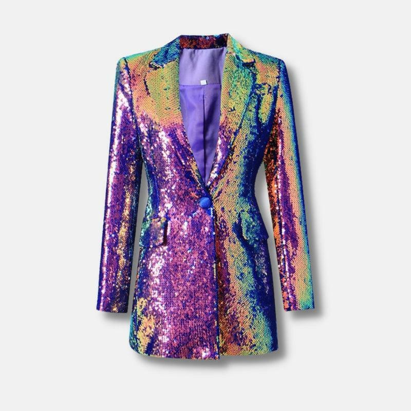 Y2K-Inspired Premium Sequin Long Blazer for Glamorous Summer Nights and Chic Outfits