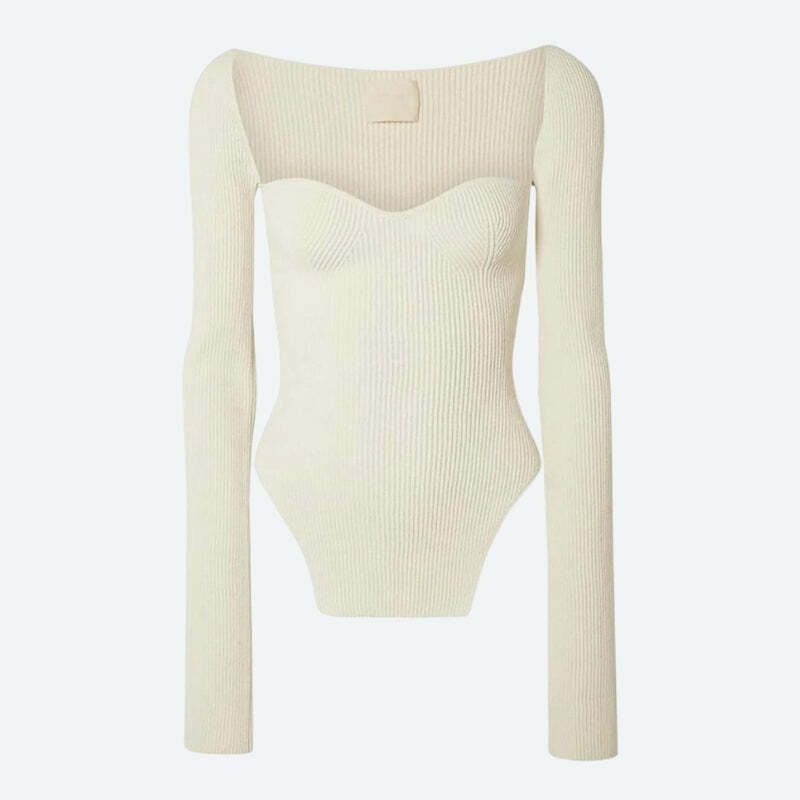 Y2K-Inspired Sweetheart Neckline Knitted Top for Effortless Summer Style