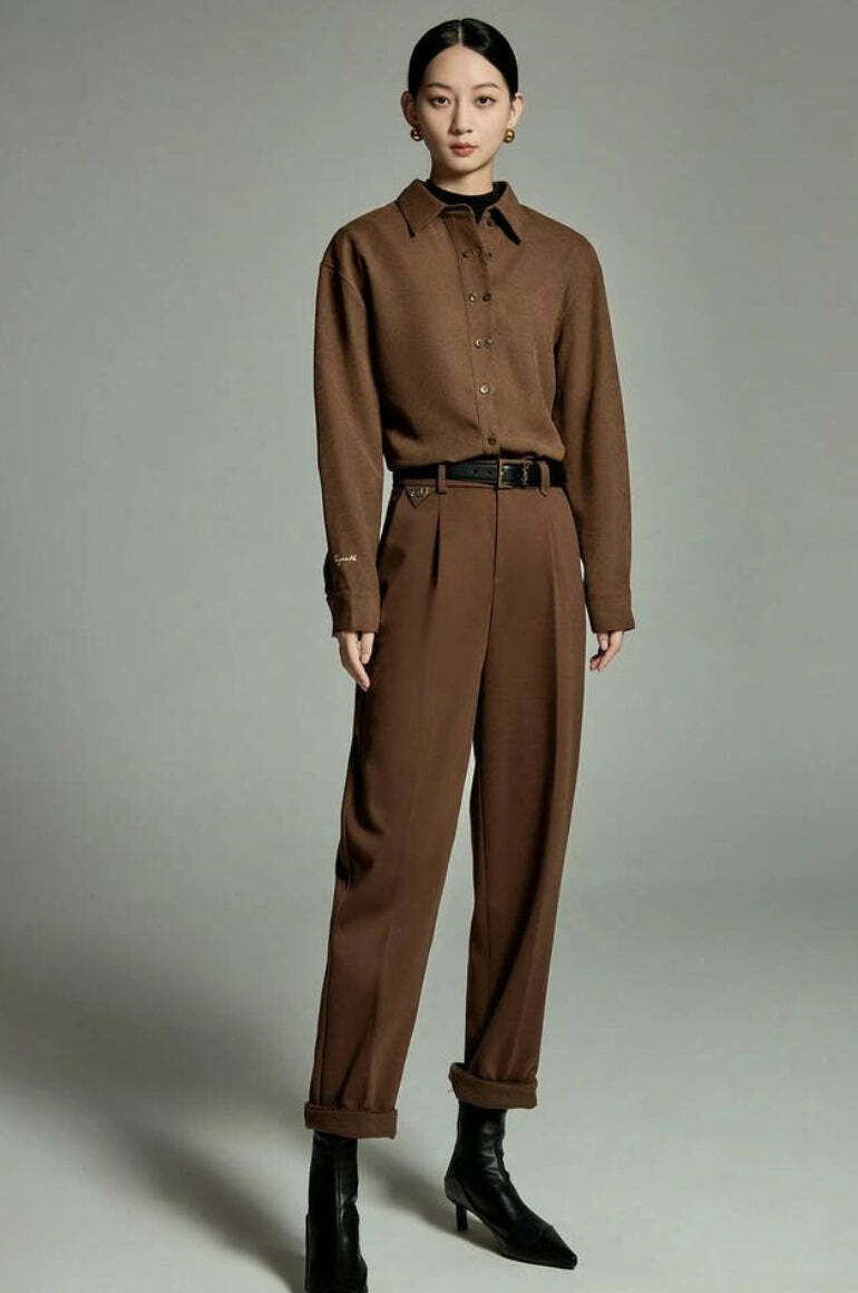 Y2K-Inspired Tailored Suit Pants for Effortless Chic and Modern Style