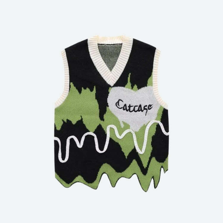 Y2K-Inspired Wavy Striped Sweater Vest for Trendy Summer Outfits and Aesthetic Looks