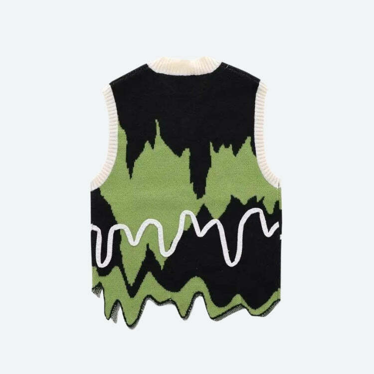 Y2K-Inspired Wavy Striped Sweater Vest for Trendy Summer Outfits and Aesthetic Looks