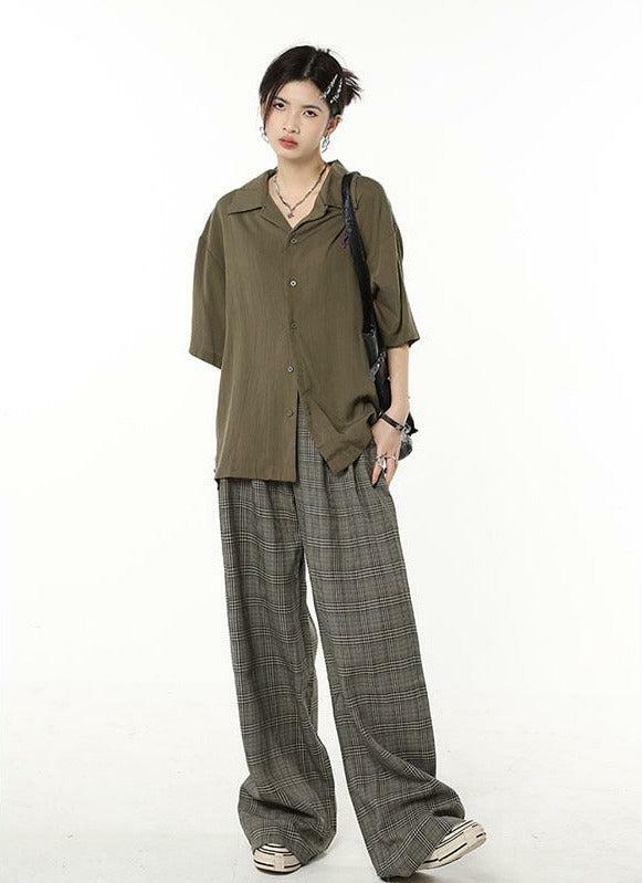 Y2K-Inspired Wide Leg Plaid Pants for a Chic Dark Academia Aesthetic