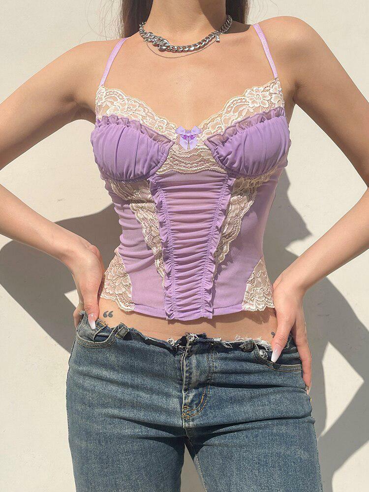 Y2K Lace Strap Crop Top - Trendy Summer Essential for Y2K Fashion Lovers