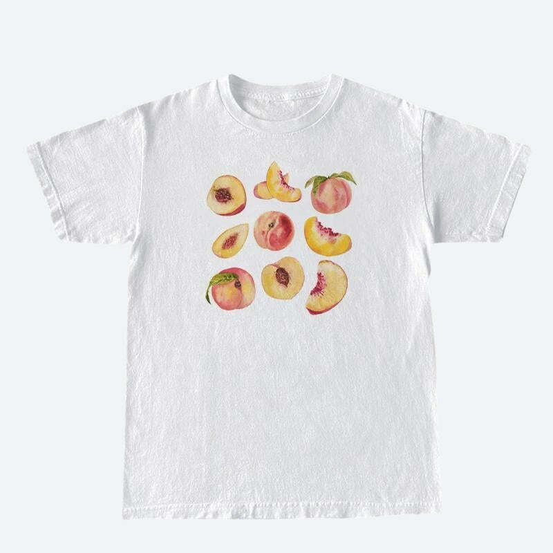 Y2K Peaches Graphic Tee - Trendy Summer Outfit for a Chic 2000s Aesthetic