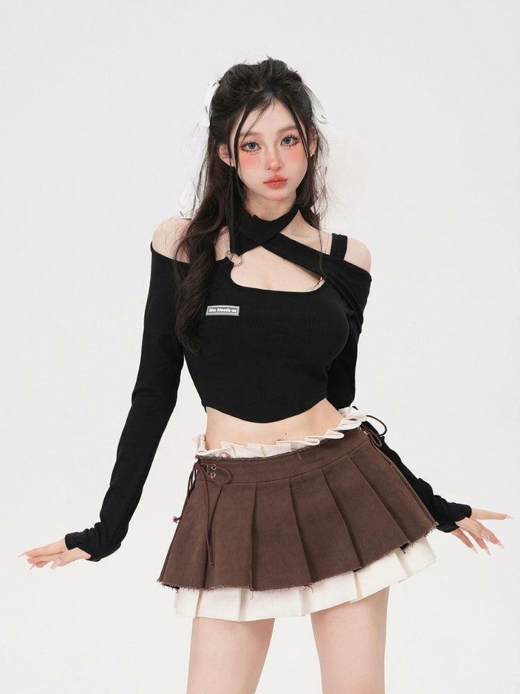 Y2K Pleated Mini Skirt - Trendy Summer Outfit for a Chic Grunge Aesthetic