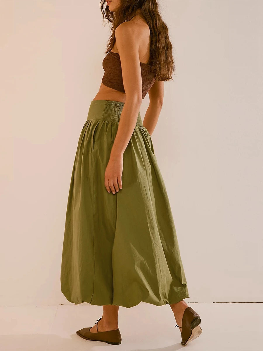 Y2K Ruched Bubble Hem Midi Skirt - Trendy Summer Fashion for Effortless Style