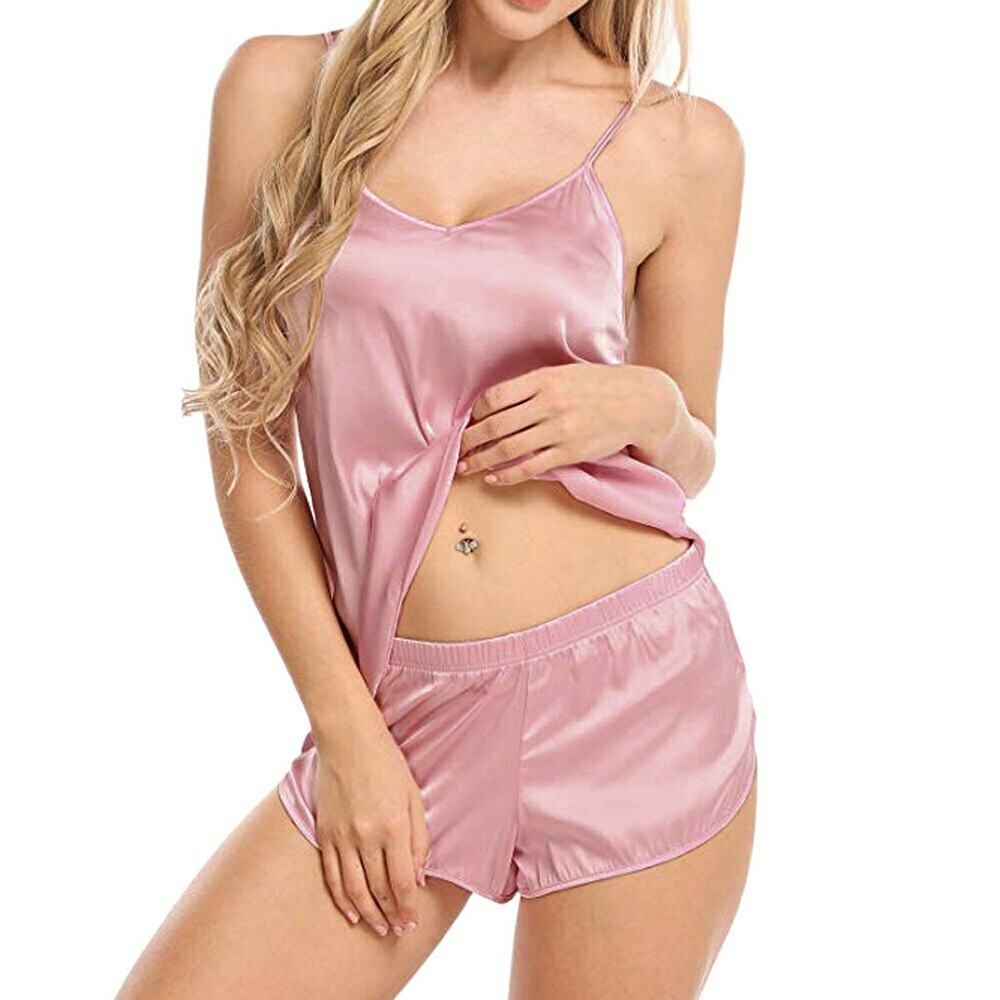 Y2K Silk Satin Cami Top & Shorts Pajama Set - Cute Coquette Aesthetic Sleepwear